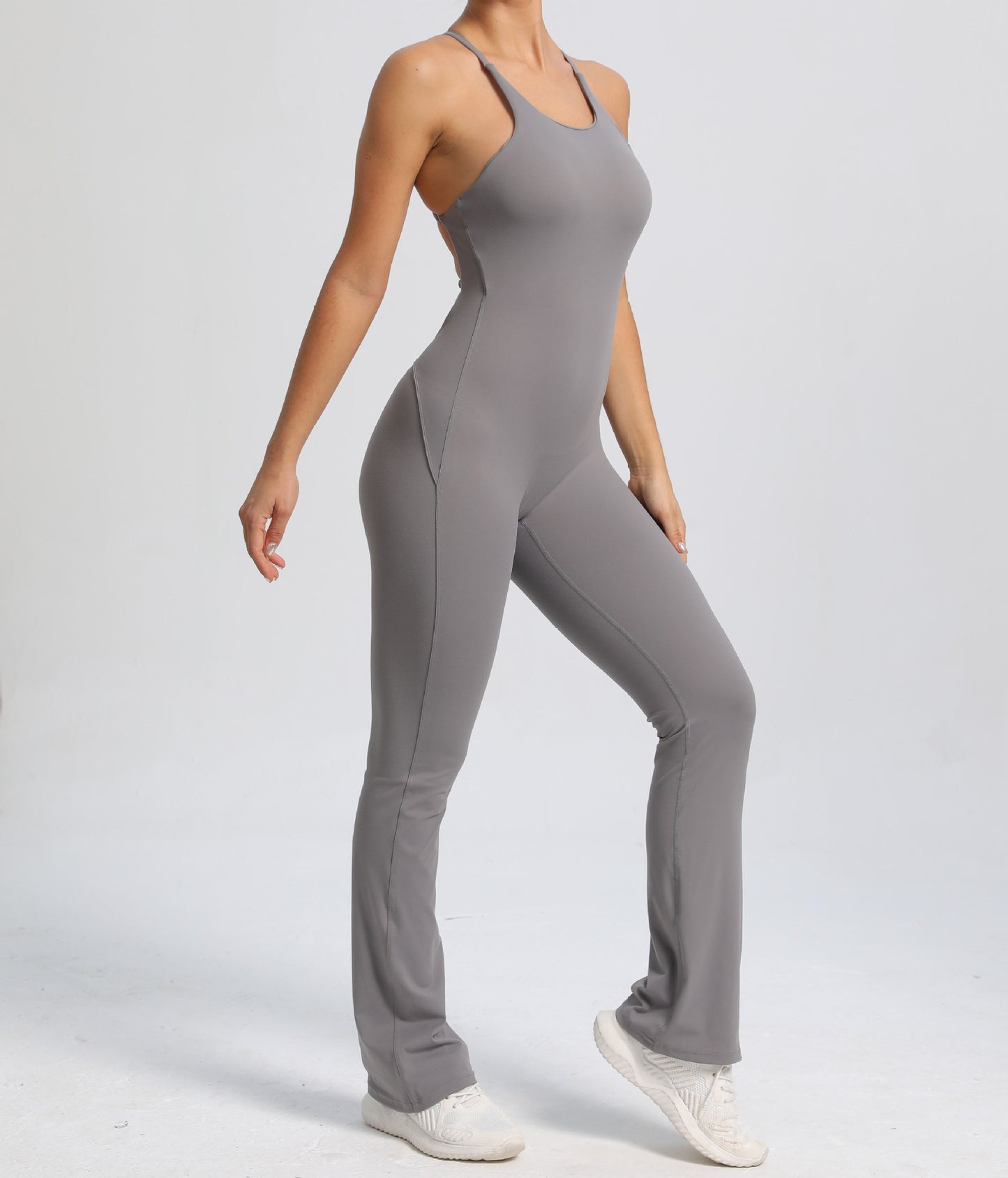 Fitness Yoga Running Simple Style Solid Color Full Length Jumpsuits