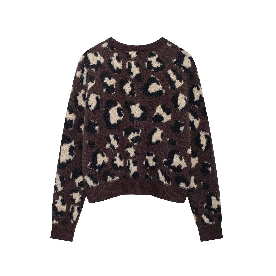 Women's Coat Long Sleeve Sweaters & Cardigans Vacation Leopard