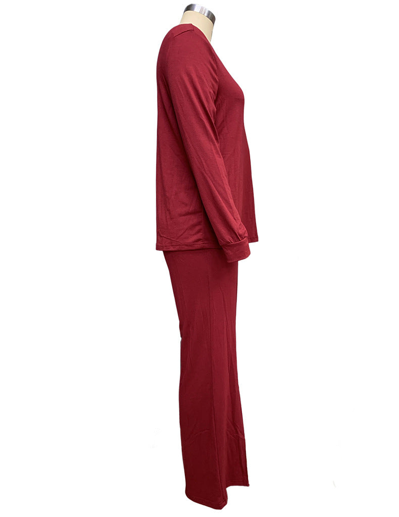 daily street women's simple style solid color spandex polyester pants sets pants sets