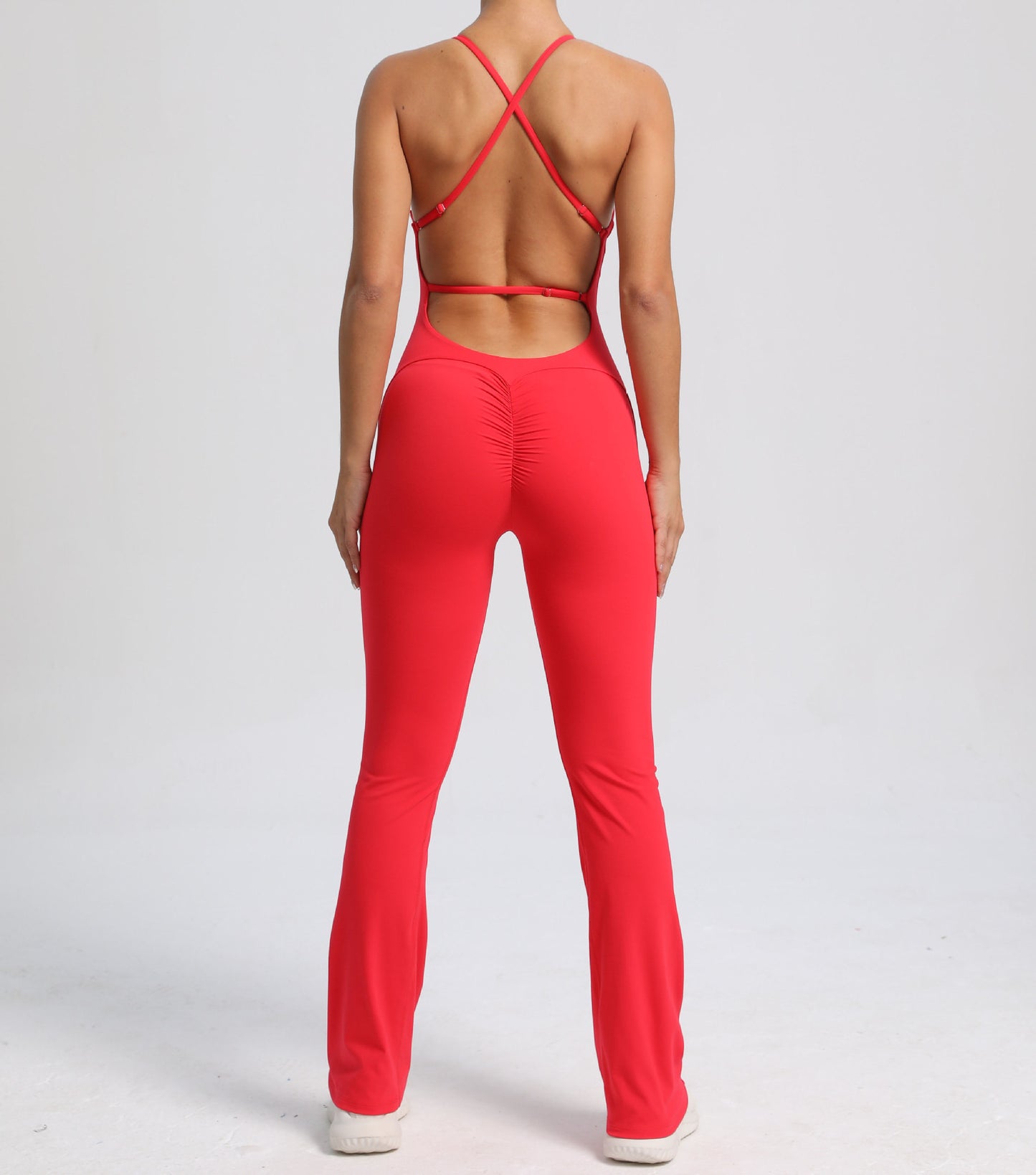 Fitness Yoga Running Simple Style Solid Color Full Length Jumpsuits