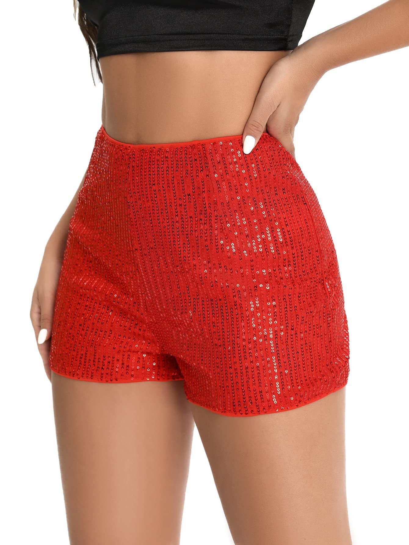 Women's Party Bar Streetwear Solid Color Shorts Sequins Baggy Shorts