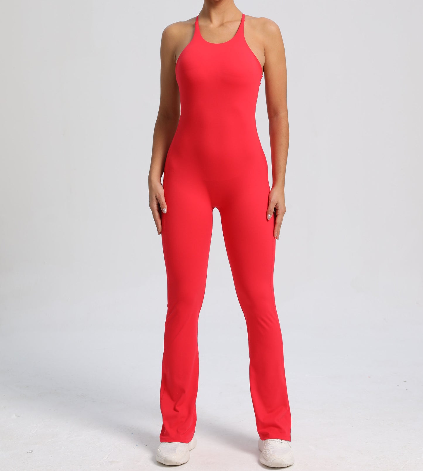 Fitness Yoga Running Simple Style Solid Color Full Length Jumpsuits