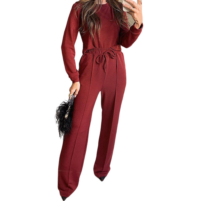 daily street women's simple style solid color spandex polyester pants sets pants sets