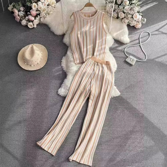 Daily Women's Casual Stripe Polyester Pants Sets Pants Sets