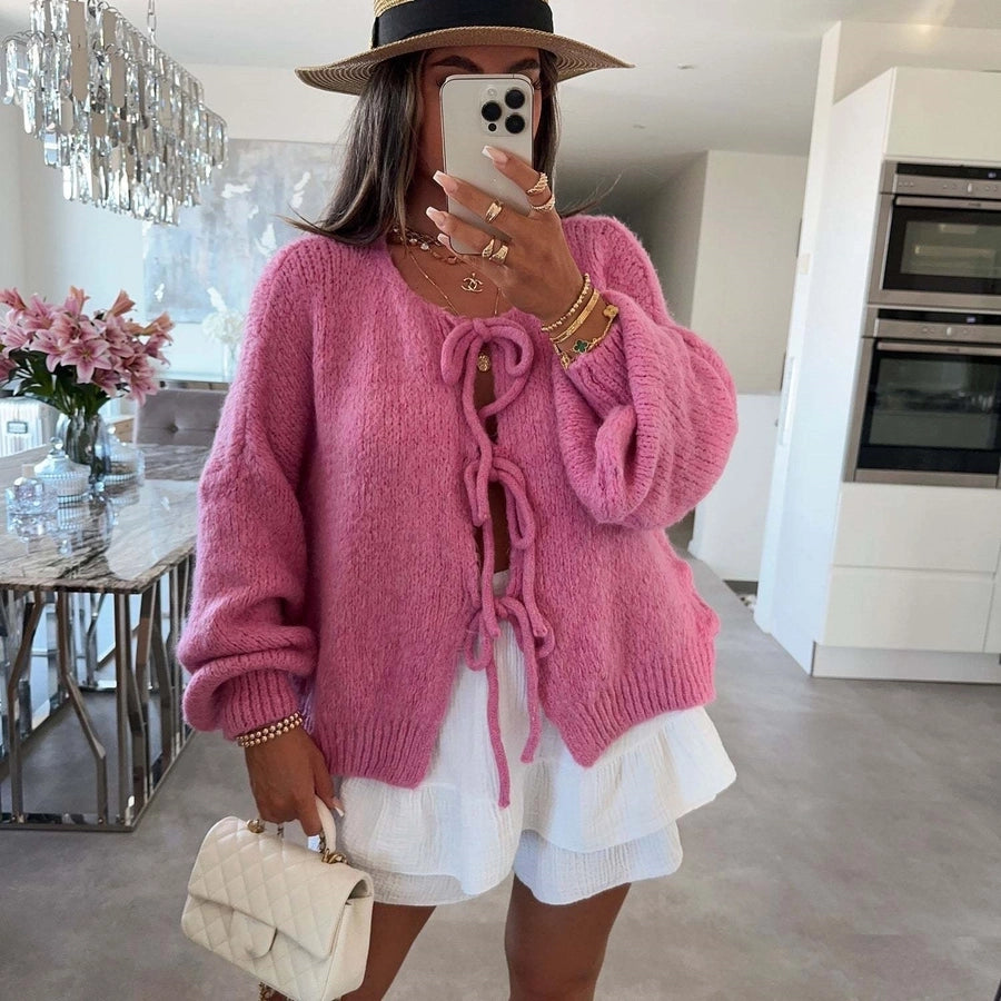 Women's Cardigan Sweater Long Sleeve Sweaters & Cardigans Elegant Simple Style Solid Color