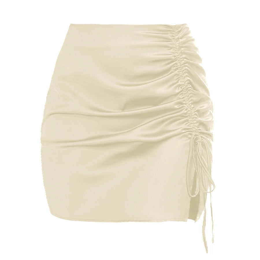 summer sexy solid color polyester above knee skirts