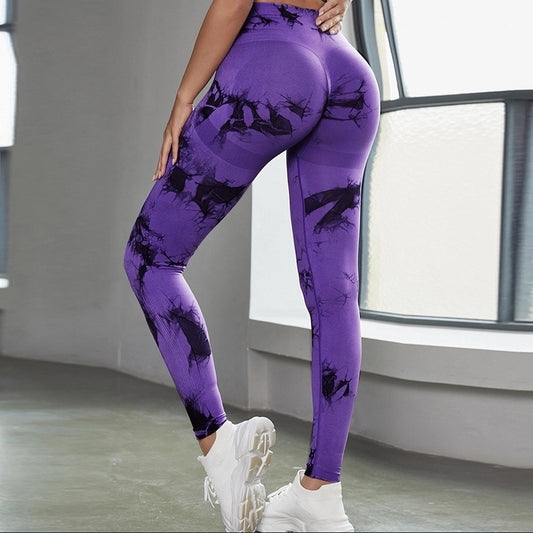 sexy sports tie dye spandex polyester active bottoms skinny pants