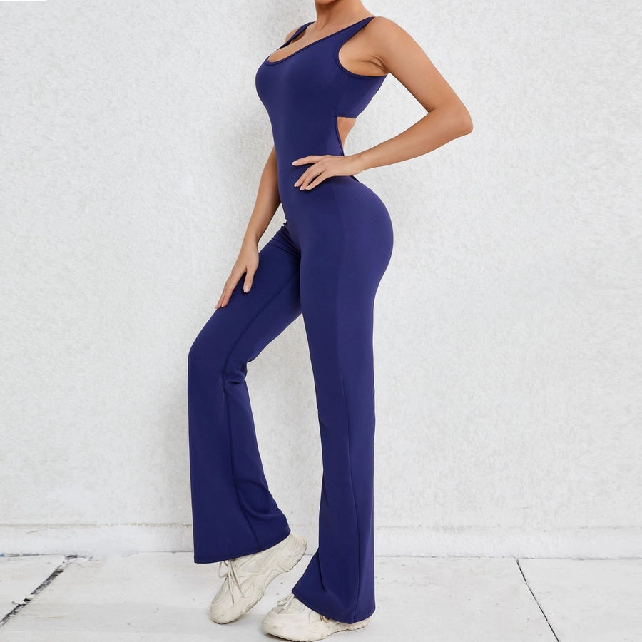 Simple Style Solid Color Nylon Cotton Blend Tracksuit Jumpsuits