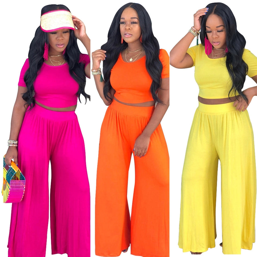 women's casual solid color spandex pants sets