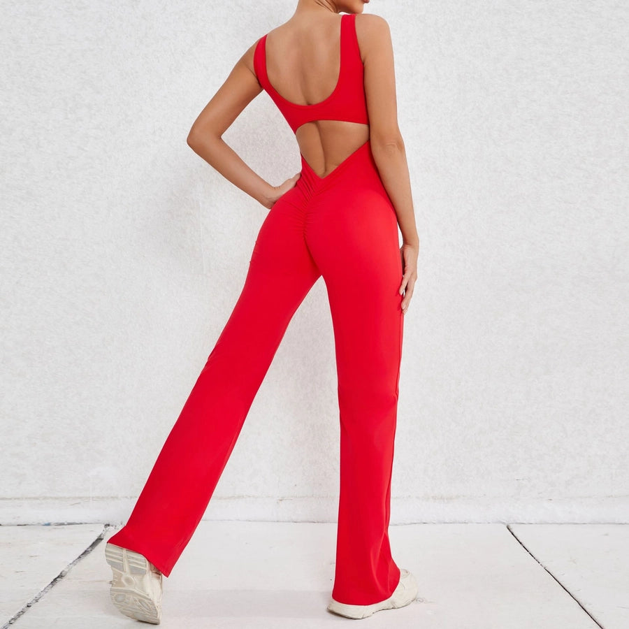 Simple Style Solid Color Nylon Cotton Blend Tracksuit Jumpsuits