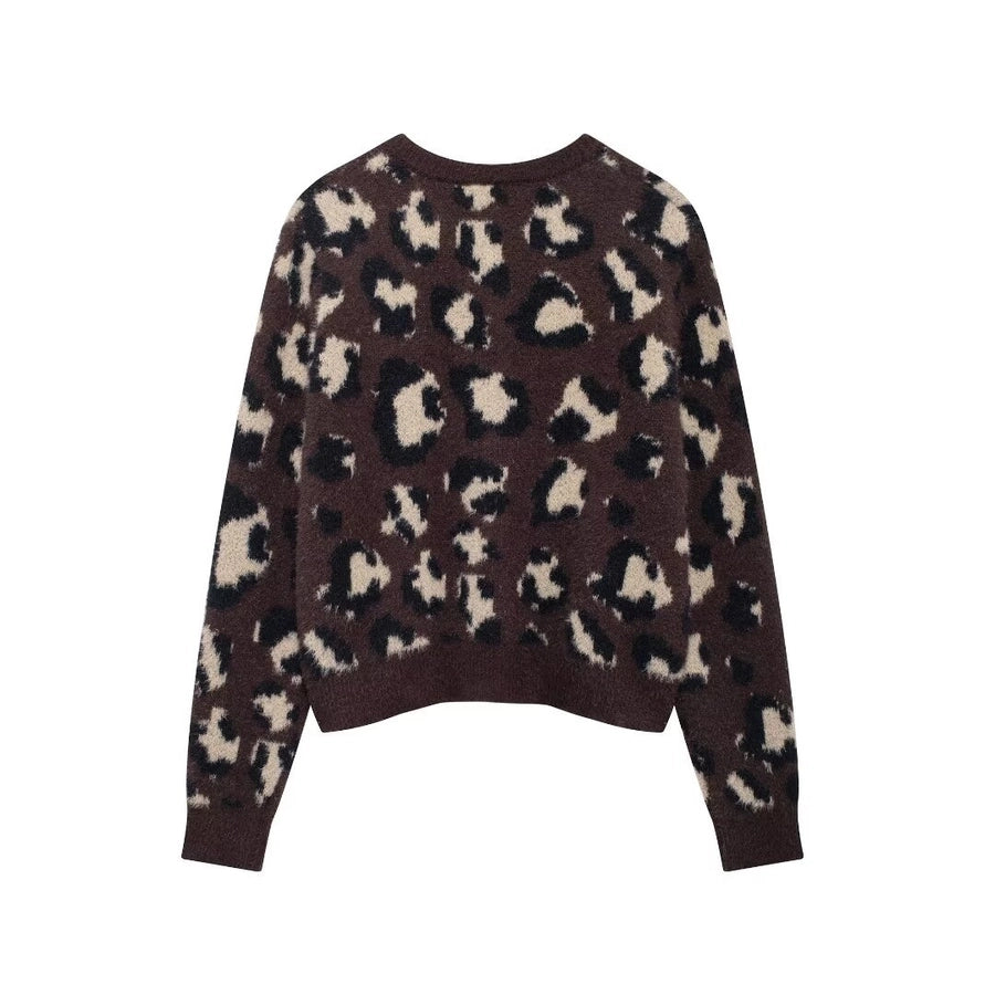 Women's Coat Long Sleeve Sweaters & Cardigans Vacation Leopard