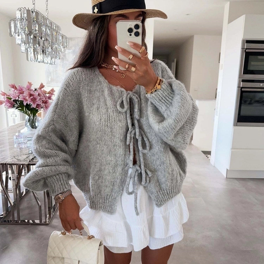 Women's Cardigan Sweater Long Sleeve Sweaters & Cardigans Elegant Simple Style Solid Color