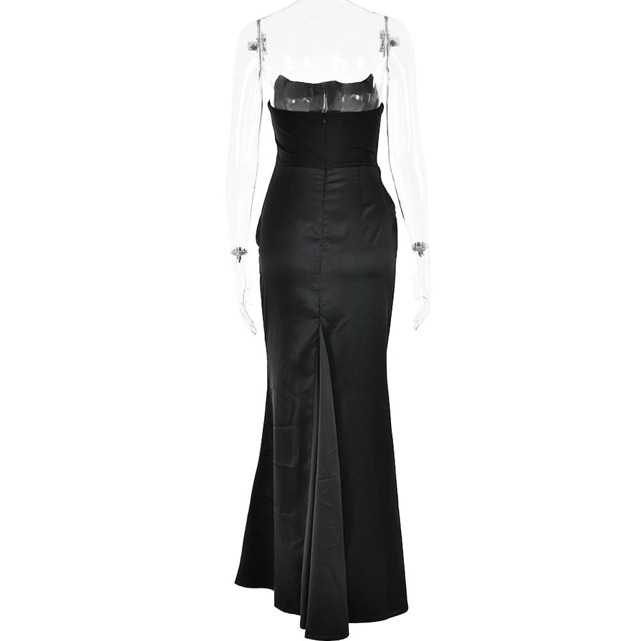 Women's Regular Dress Streetwear Boat Neck Backless Sleeveless Solid Color Maxi Long Dress Masquerade