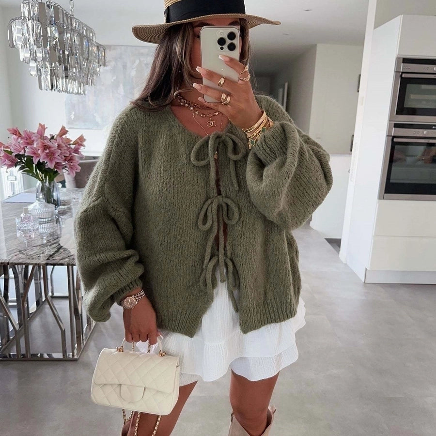 Women's Cardigan Sweater Long Sleeve Sweaters & Cardigans Elegant Simple Style Solid Color