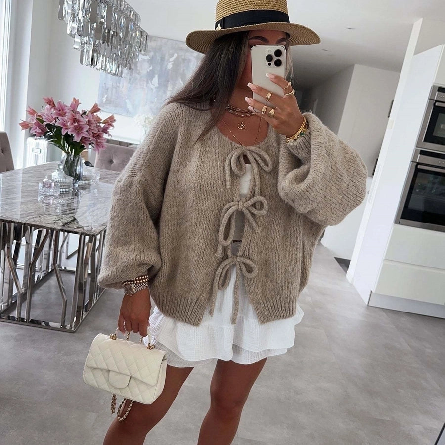 Women's Cardigan Sweater Long Sleeve Sweaters & Cardigans Elegant Simple Style Solid Color