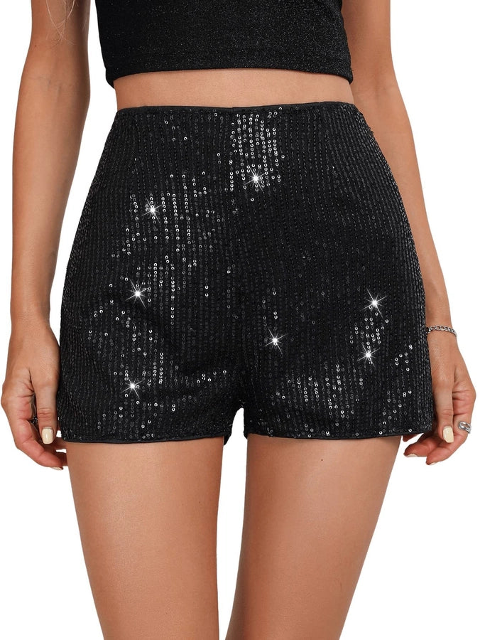 Women's Party Bar Streetwear Solid Color Shorts Sequins Baggy Shorts