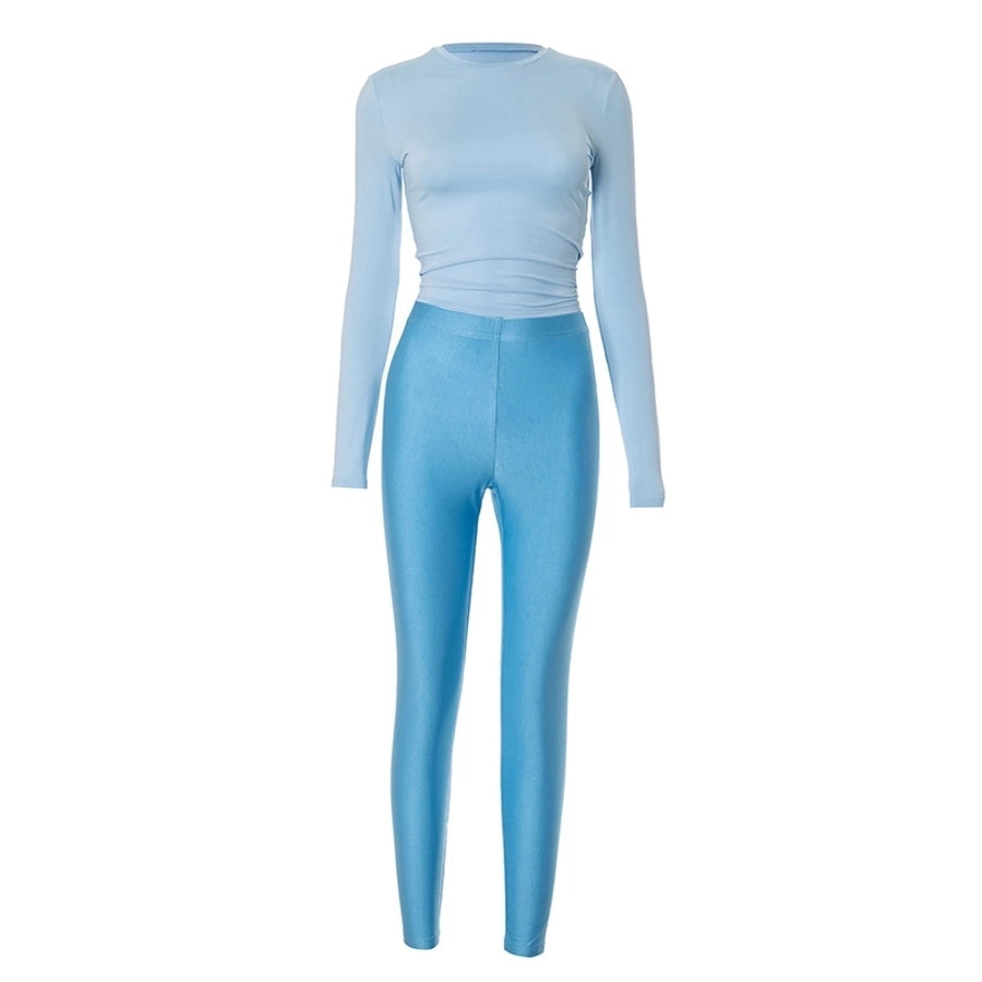 Holiday Women's Streetwear Solid Color Spandex Polyester Pants Sets Pants Sets