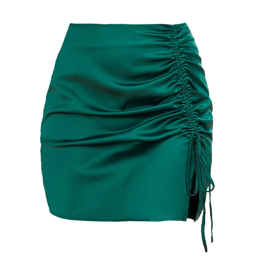 summer sexy solid color polyester above knee skirts