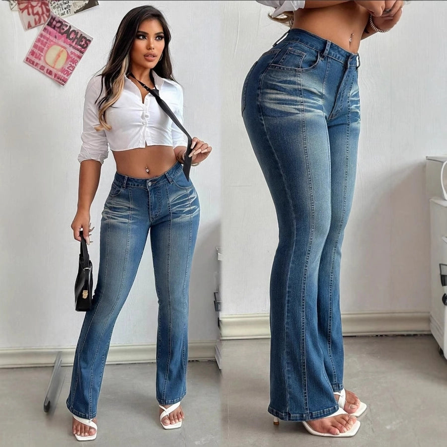 Women's Daily Casual Solid Color Full Length Jeans