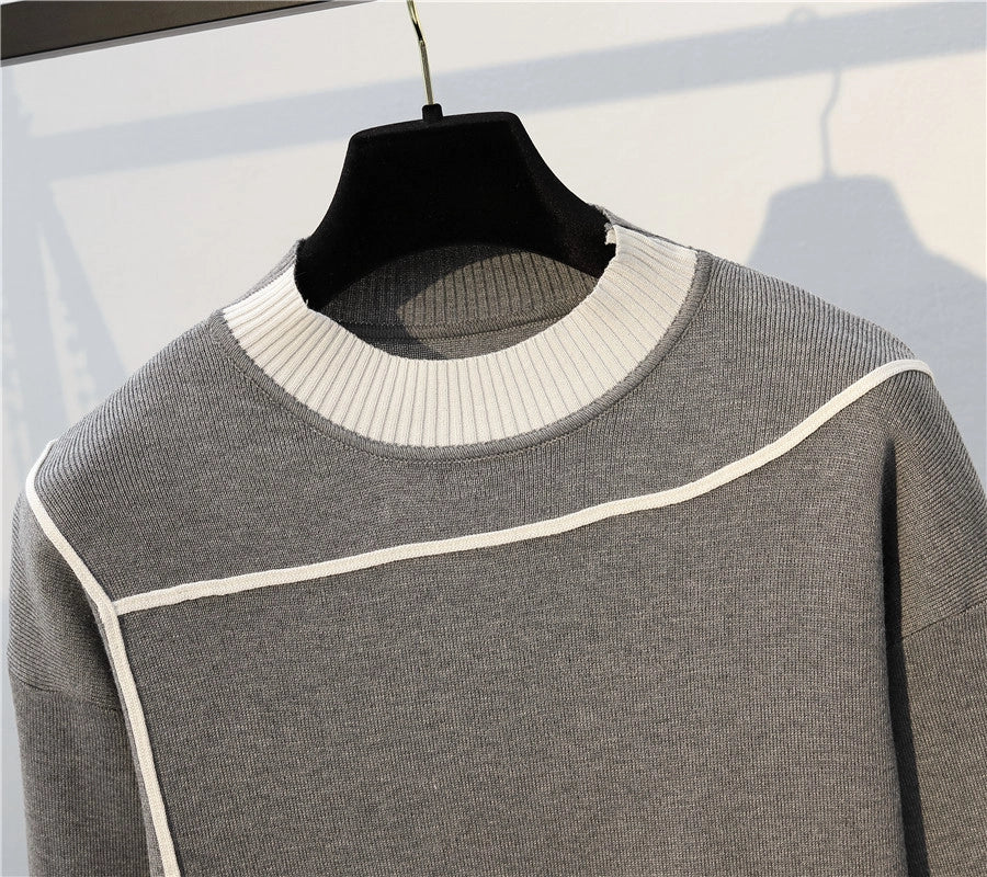 women's casual solid color knitted fabric contrast binding pants sets