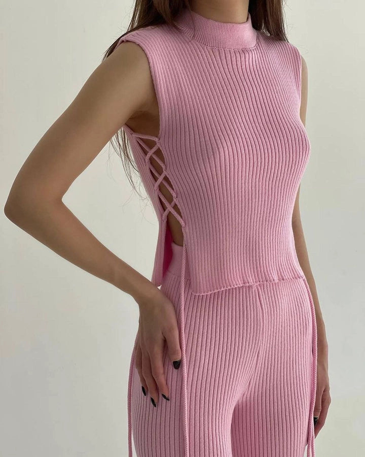 women's sexy solid color rayon pants sets