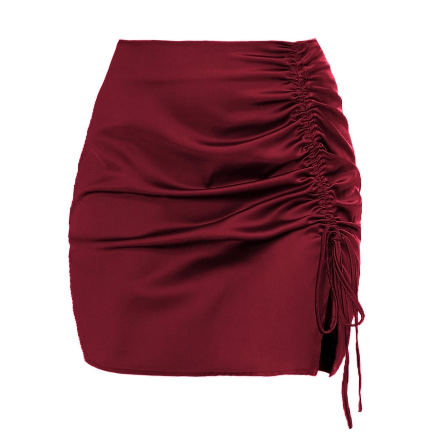 summer sexy solid color polyester above knee skirts